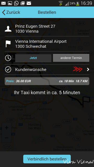 ir de táxi do centro de Viena para o aeroporto